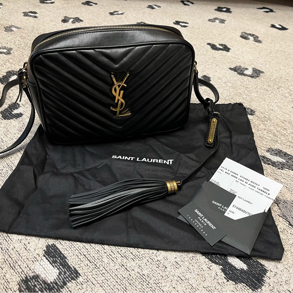 Saint Laurent YSL Calfskin Matelasse Monogram
Lou Camera Bag Black